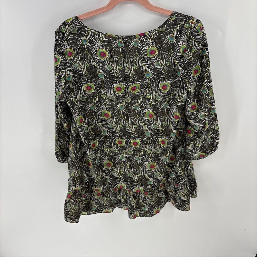 Target Liberty London Black and Green Peacock Print Women's Top medium - Picture 5 of 5